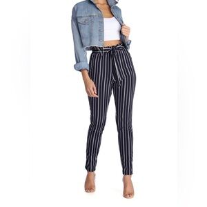 Striped paperbag waist pants
